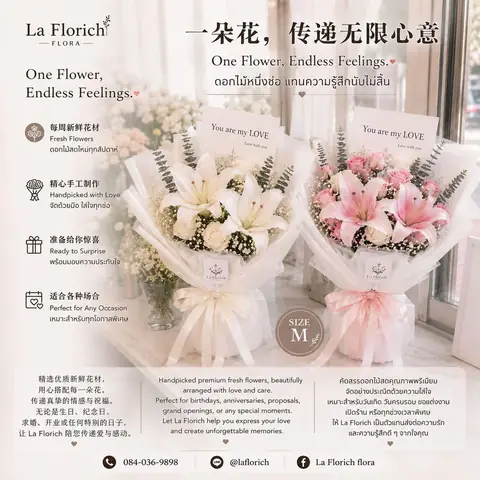 ช่อลิลลี่ขาวและชมพู One Flower Endless Feelings